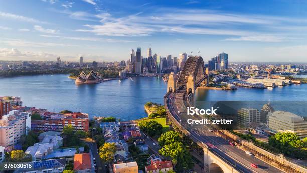 D Sydney Kirribilli Hwy Br Cbd - Fotografie stock e altre immagini di Sydney - Sydney, Australia, Ponte del porto di Sydney