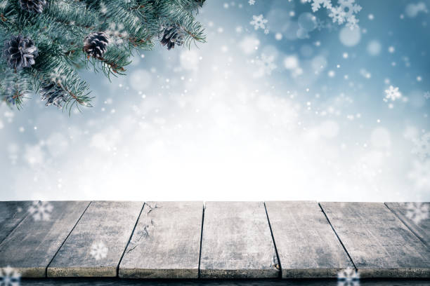 istock Christmas background with spruce branches and cones with snow flakes and copyspace for text. 876031366
