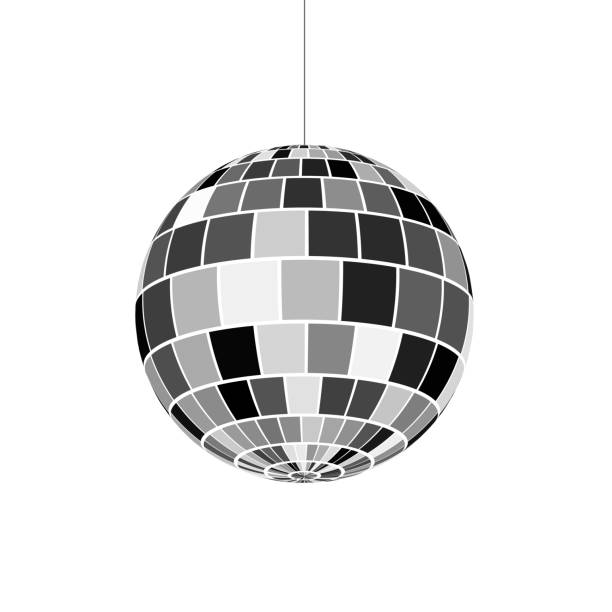 disco-kugel-symbol. symbol-nachtleben der 70er jahre. retro-disco-party. vektor-illustration - diskokugel stock-grafiken, -clipart, -cartoons und -symbole