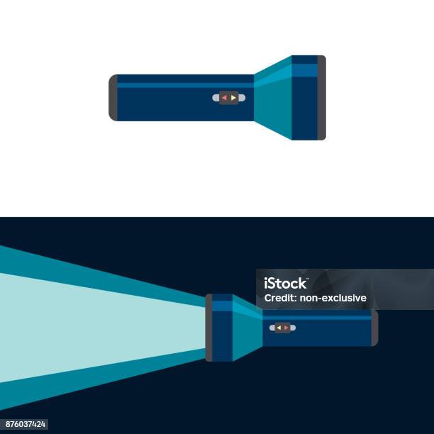 Flashlight On And Off Position Flat Vector Illustration Stock Illustration - Download Image Now