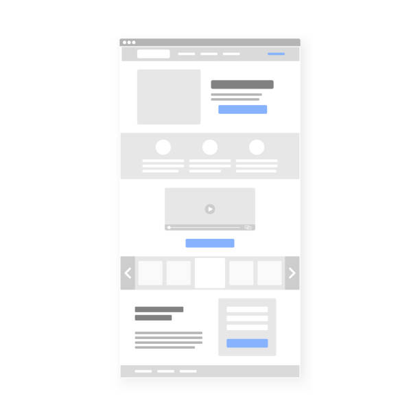 landung seitenvorlage website wireframe-schnittstelle. vektor - startseite stock-grafiken, -clipart, -cartoons und -symbole