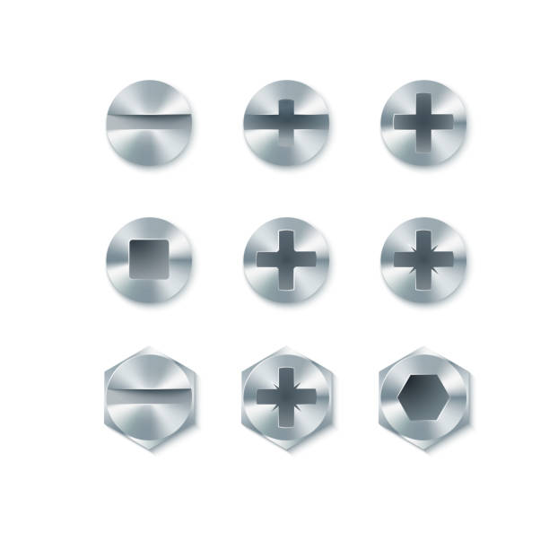 istock Set of screws and bolts, nails isolated on white background. Vector illustration 876037662