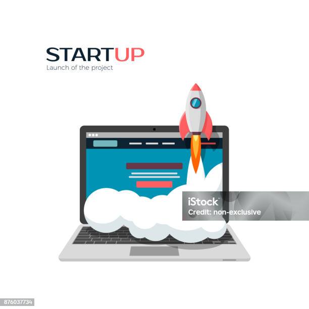 Successful Launch Of Startup Project Vector Illustration Stock Illustration - Download Image Now