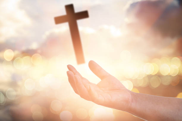 istock Human hands open palm up worship. Eucharist Therapy Bless God Helping Repent Catholic Easter Lent Mind Pray. Christian concept background. 876040816
