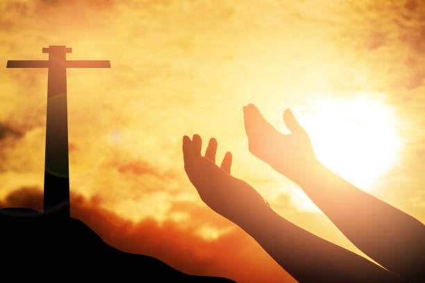 istock Human hands open palm up worship. Eucharist Therapy Bless God Helping Repent Catholic Easter Lent Mind Pray. Christian concept background. fighting and victory for god 876041156