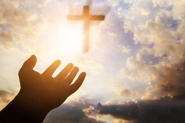 istock Human hands open palm up worship. Eucharist Therapy Bless God Helping Repent Catholic Easter Lent Mind Pray. Christian concept background. fighting and victory for god 876041324