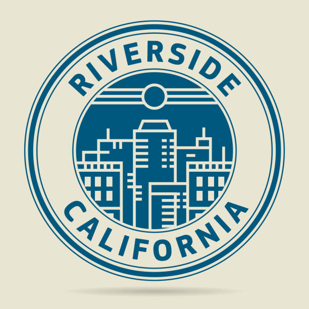 Stamp or label with text Riverside, California Stamp or label with text Riverside, California written inside, vector illustration riverbank stock illustrations