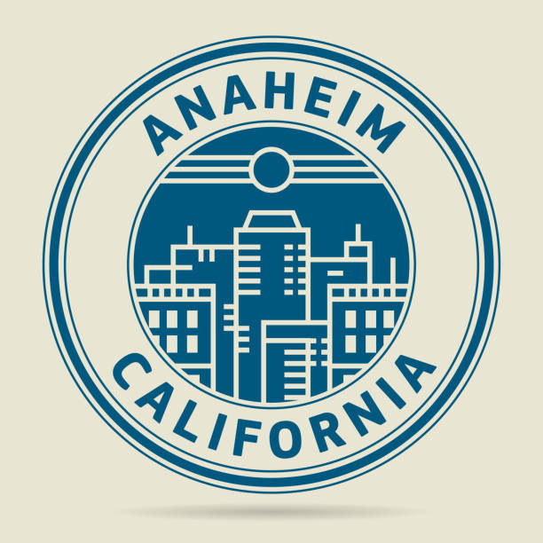 Stamp or label with text Anaheim, California Stamp or label with text Anaheim, California written inside, vector illustration anaheim california stock illustrations