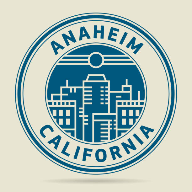 Stamp or label with text Anaheim, California Stamp or label with text Anaheim, California written inside, vector illustration watermark ideas stock illustrations