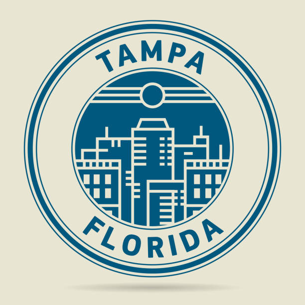 Stamp or label with text Tampa, Florida written inside, vector illustration