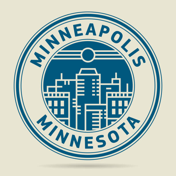 Stamp or label with text Minneapolis, Minnesota Stamp or label with text Minneapolis, Minnesota written inside, vector illustration watermark ideas stock illustrations
