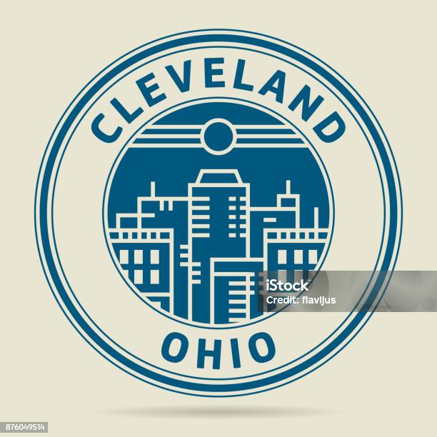 Stamp Or Label With Text Cleveland Ohio Stock Illustration - Download Image Now - Cleveland - Ohio, Urban Skyline, Vector