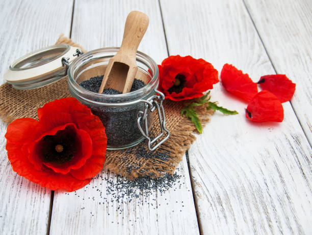 istock Poppy seeds and flowers 876056408
