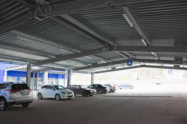 istock Parking structures, large metal roof.industry 876063036
