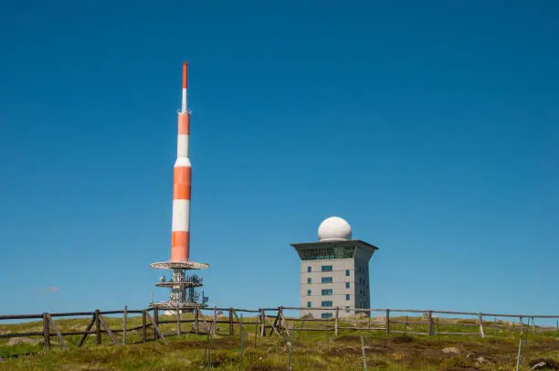 The TV transmission tower on top of Brocken Mountain