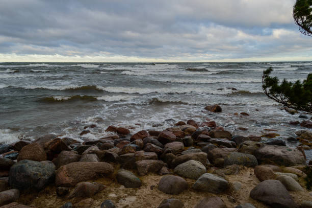 istock rocky sea beach with wide angle perspective 876067650