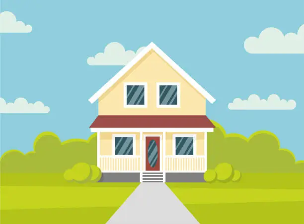 Vector illustration of Traditional house. Family home. Flat design vector concept illustration. - stock vector the flat style.