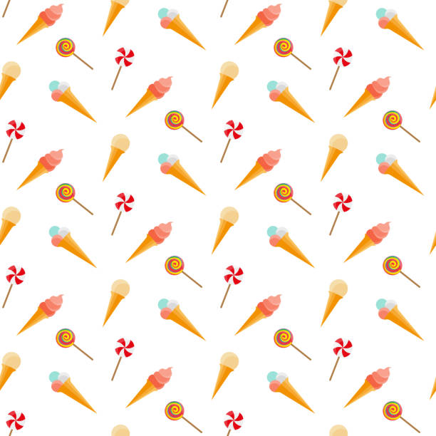 cukierki i lody. bezszwowy wzór - seamless croissant pattern ice stock illustrations