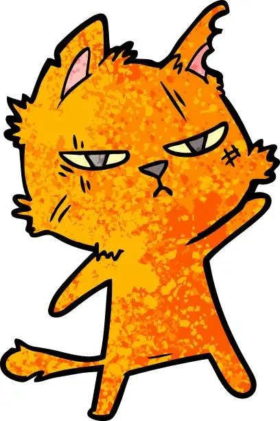Vector illustration of tough cartoon cat