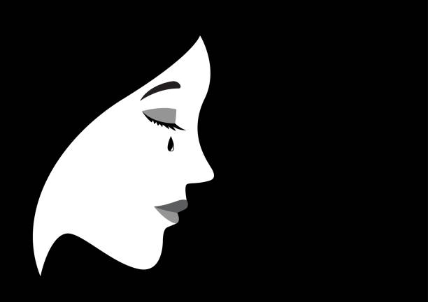 Illustration of a crying woman vector art illustration