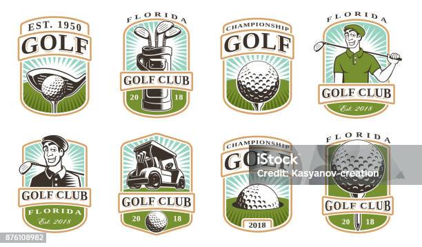 Golf Vector Set Stock Illustration - Download Image Now - Golf, Logo, Golfer