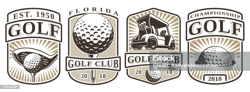 Set of vintage golf emblems Set of vintage golf emblems on white background. Text is on the separate layer. Golf stock vector