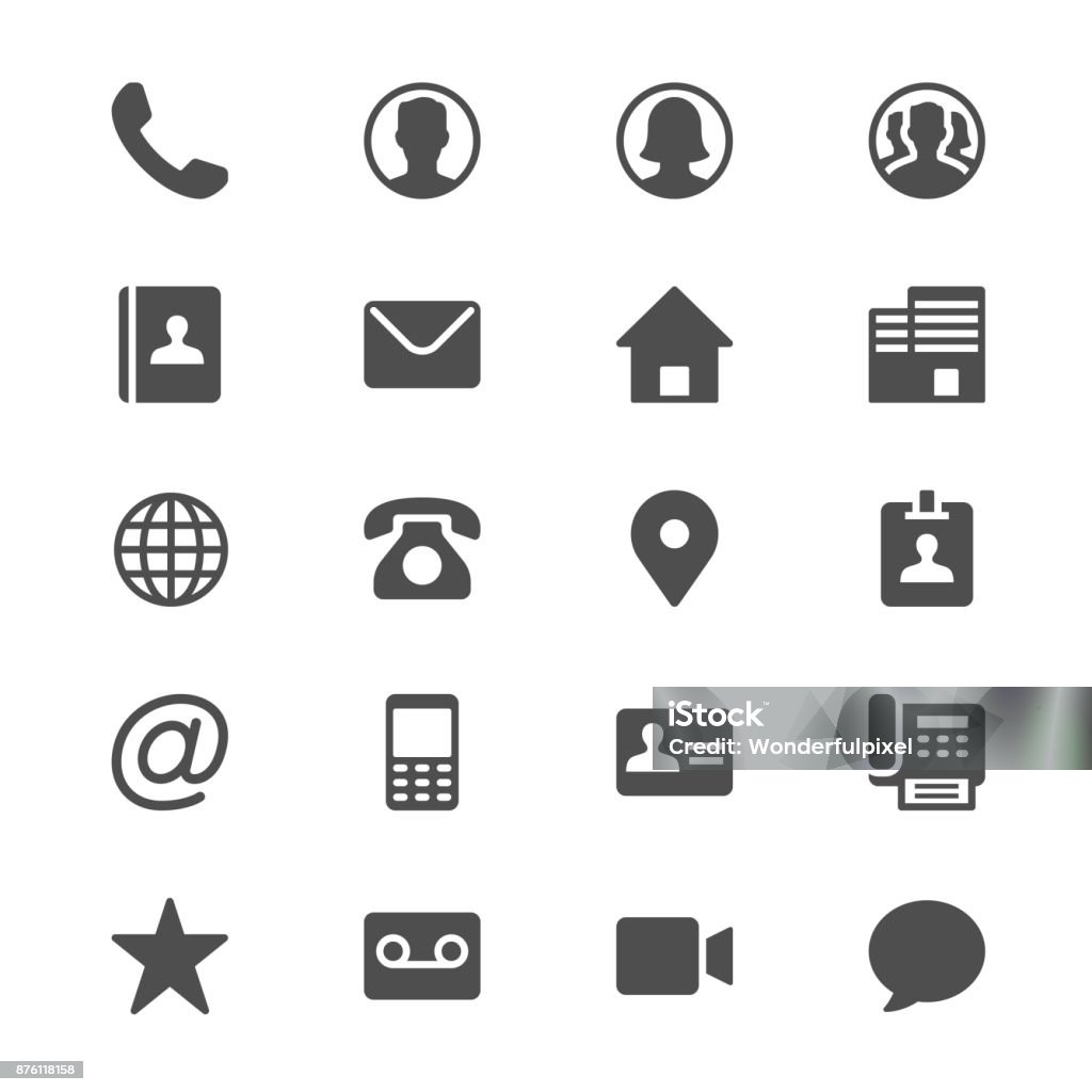 Contact glyph icons Glyph vector icons. Clear and sharp. Easy to resize. Icon Symbol stock vector