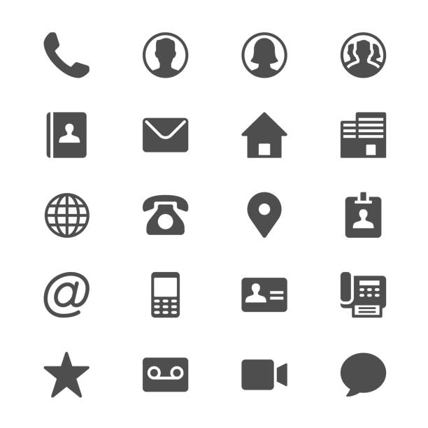 Contact glyph icons Glyph vector icons. Clear and sharp. Easy to resize. business card stock illustrations