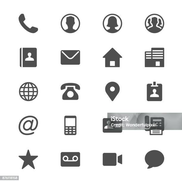 Contact Glyph Icons Stock Illustration - Download Image Now - Icon Symbol, Business Card, Telephone