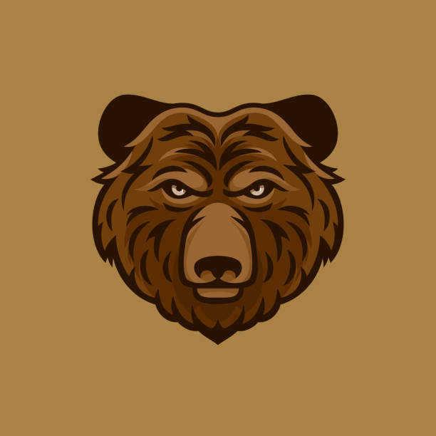 illustrations, cliparts, dessins animés et icônes de ours colorés tête emblème ou icône. - shaggy hair