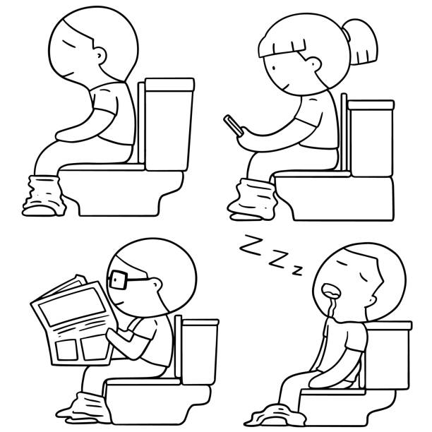 人々 は、水洗トイレを使用してください。 - mobile phone smart phone toilet water点のイラスト素材／クリップアート素材／マンガ素材／アイコン素材