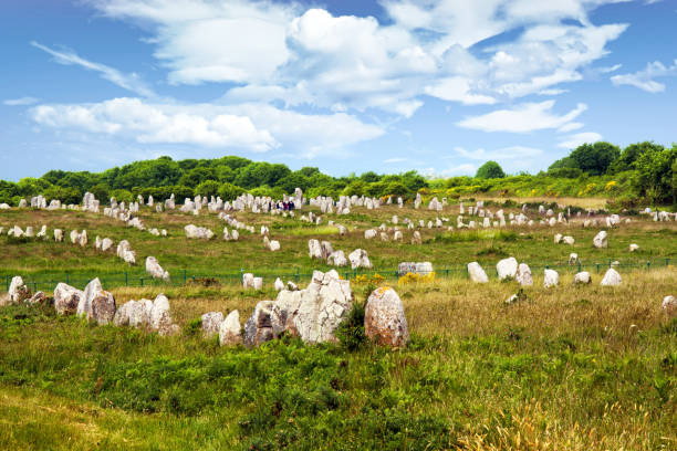 carnac. les alignements de ménec. morbihan. bretagne - megalith fotografías e imágenes de stock