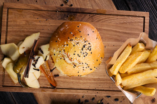 Hamburger with fries