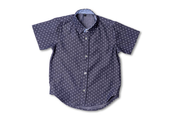 istock Dark blue polka dot shirt for boys on white background 876146974