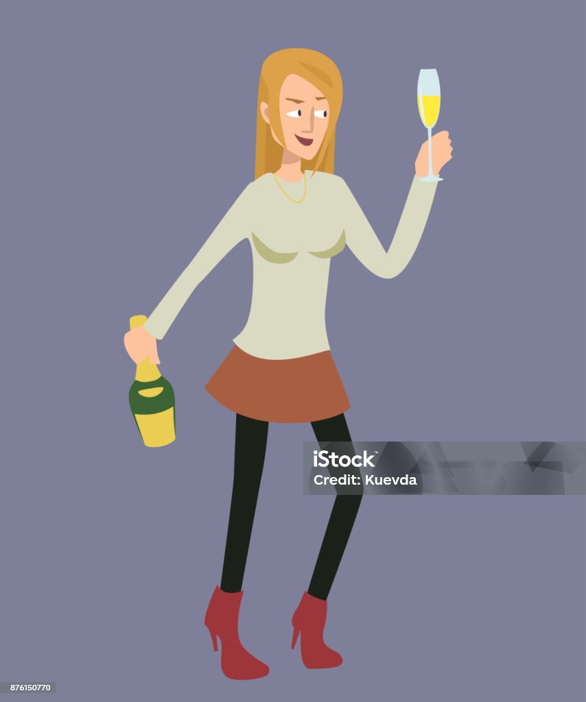 Say Rượu Người Phụ Nữ Nhân Vật Vector Phim Hoạt Hình Hình minh họa ...
