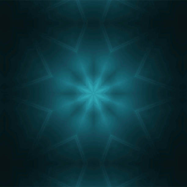 cyfrowy kalejdoskop flary obiektyw wygląda jak płatek śniegu z jasnym światłem w czarnym tle dla tekstury i materiału - blue lens flare backdrop abstract stock illustrations