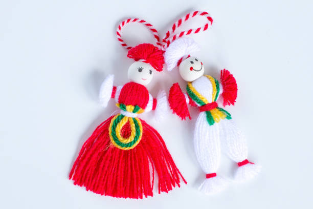 istock Bulgarian Martenitsa spring sign on white background 876158404