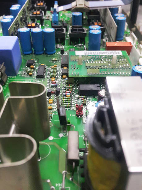 Close-up electronic circuit board. for control unit industial work.