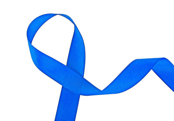 istock Blue awareness ribbon on a white background 876168884