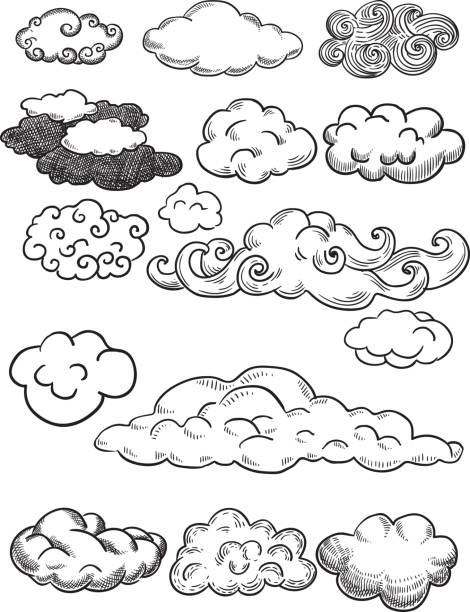 облака. - cloud cloudscape symbol ink stock illustrations