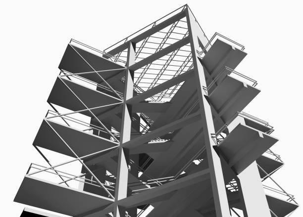 Twist staircase on a background of blue sky