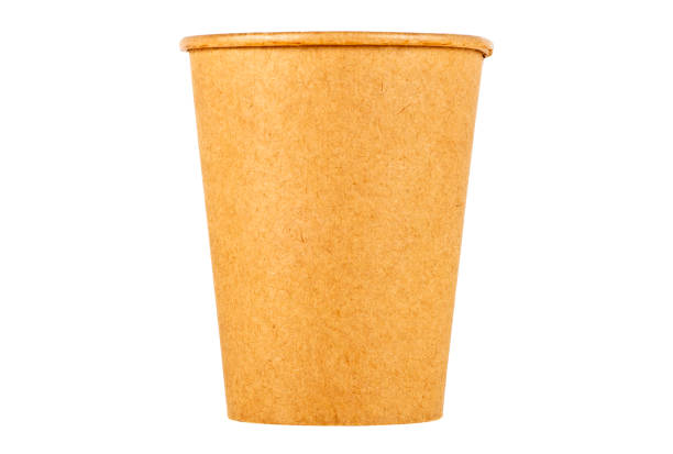 istock Coffee cup in brown craft isolated on a white background 876186718