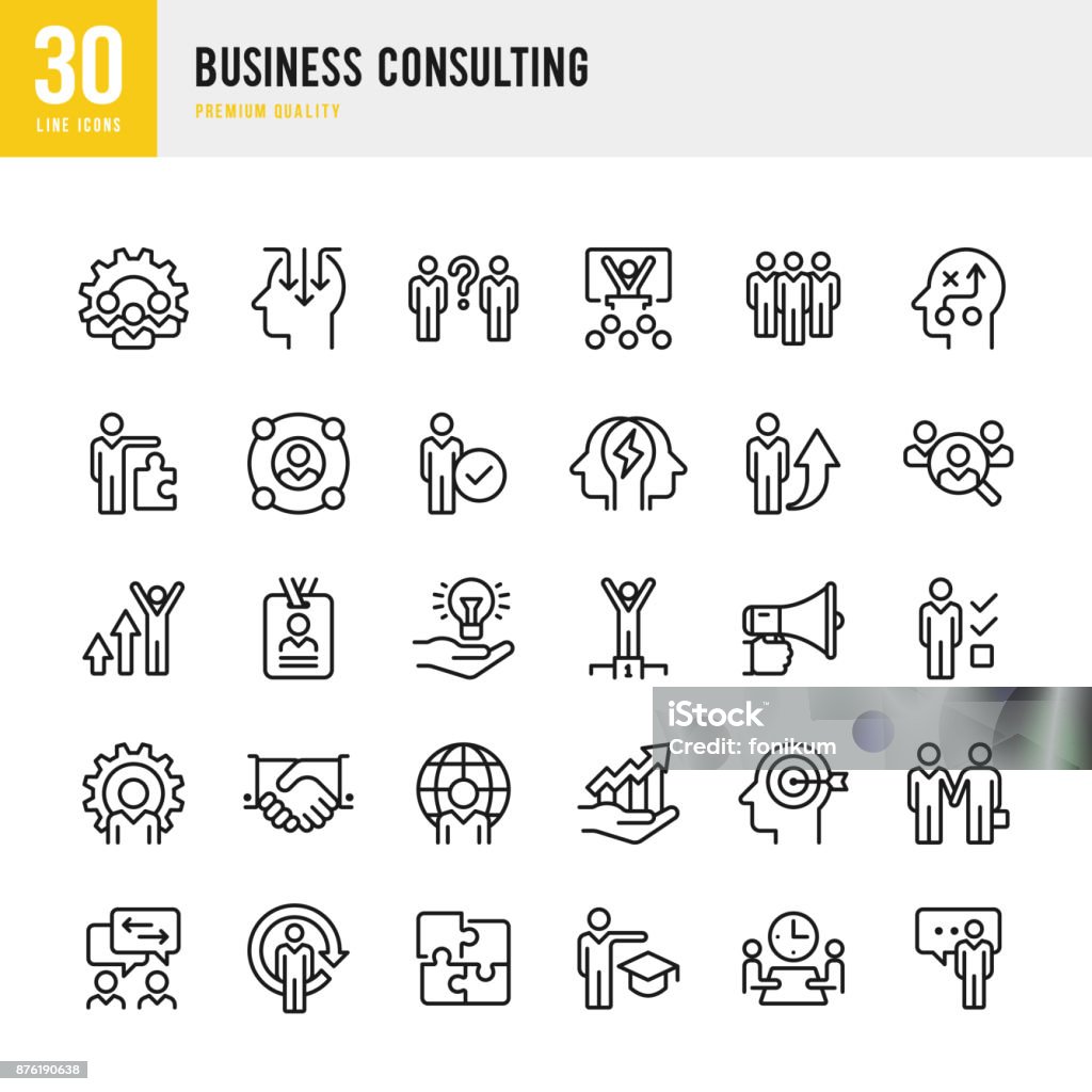 Business Consulting - set of thin line vector icons Set of Business Consulting thin line vector icons. Icon Symbol stock vector