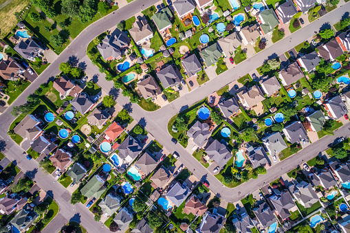 Vista aérea de la típica zona residencial de Montreal, Quebec, Canadá photo