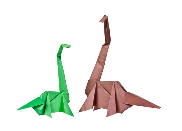 istock Origami. Paper figures of dinosaurs. 876192282