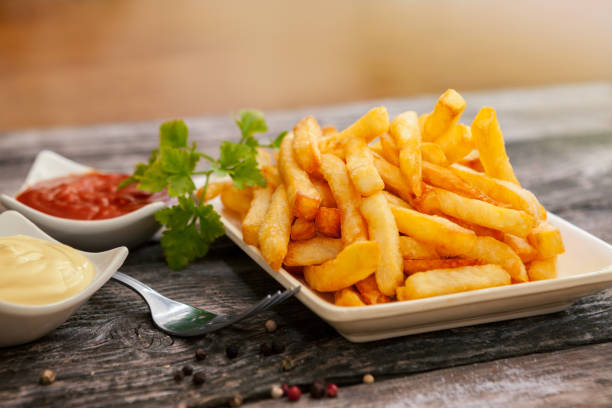 istock Served french fries for dinner 876203136