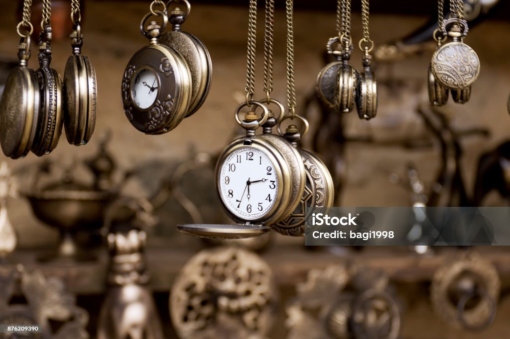 Pocket watches Retro styled image of old pocket watches Clock Stock Photo