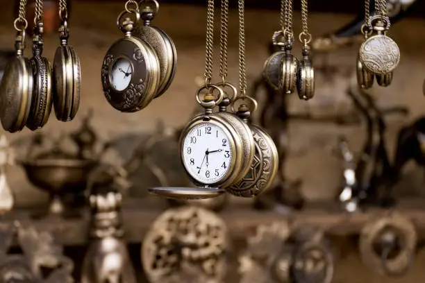 Retro styled image of old pocket watches