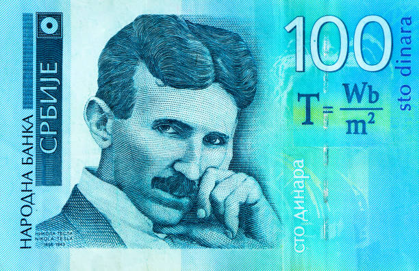 istock Serbian 100 dinara currency banknote, close up. 876212310