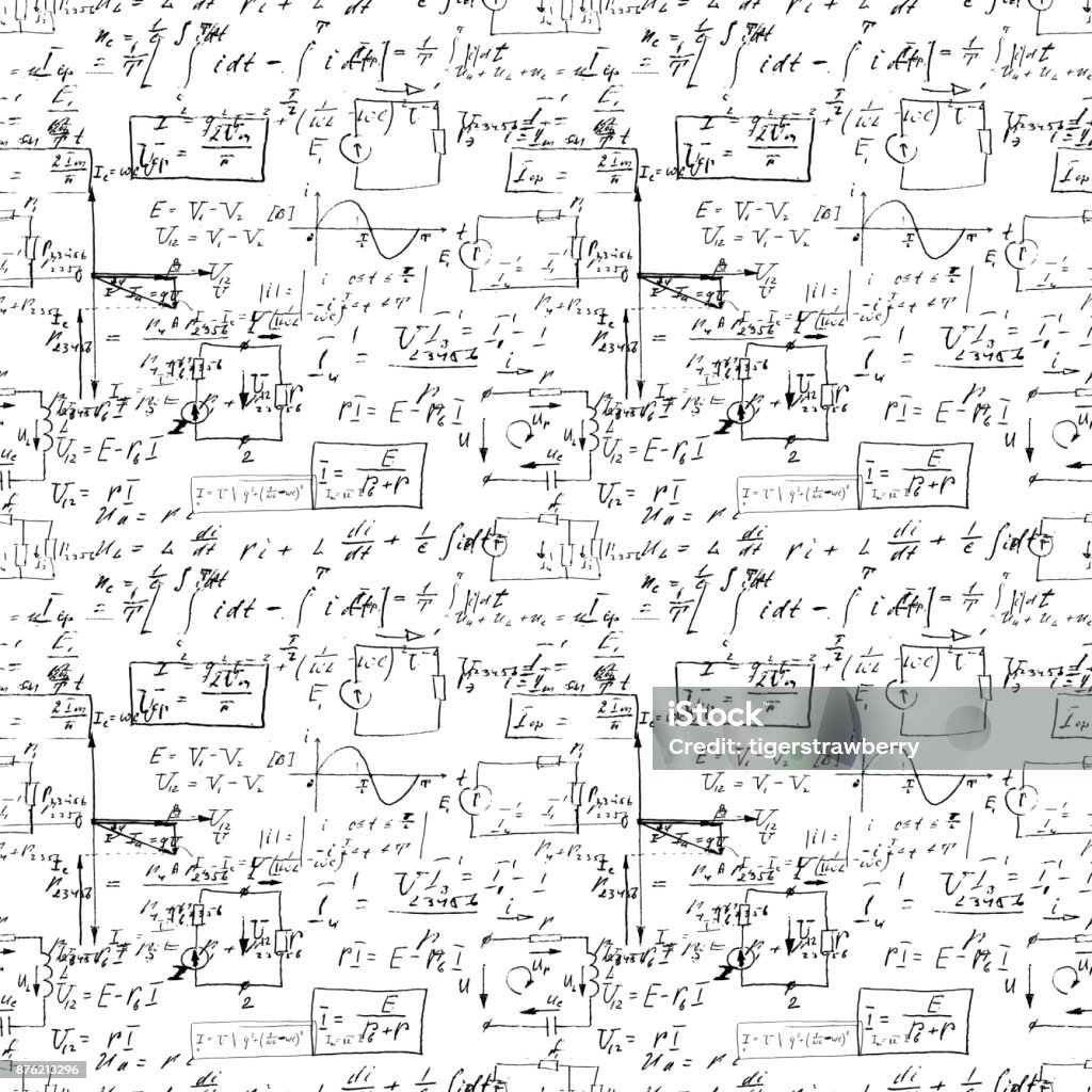 Math Pattern Circle Background Seamless Endless Pattern Background With Handwritten Mathematical ...
